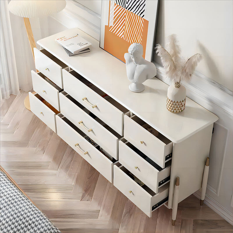 Luxury White Modern Bedroom Solid Wood Furniture Wardrobe Cabinet Dresser Drawer