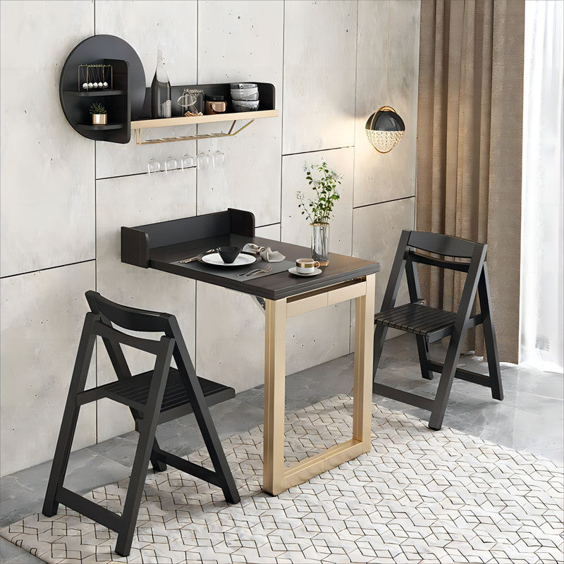 Apartment Furniture Black Wall Mounted Rack Folding Mini Flat Design Luxury Modern Dining Table