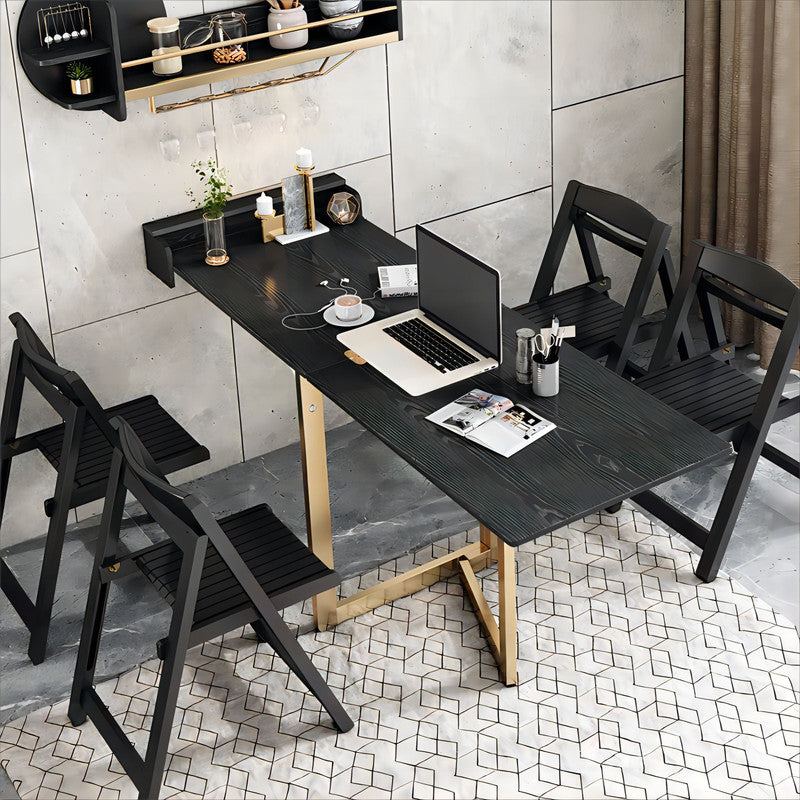 Apartment Furniture Black Wall Mounted Rack Folding Mini Flat Design Luxury Modern Dining Table