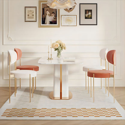 Nordic Restaurant Furniture White Rectangular Gold Modern Luxury Marble Dining Table Set