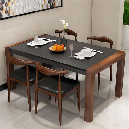 Home Furniture Luxury Burning Stone Kitchen Wooden 6 Chairs Modern Extendable Dining Table