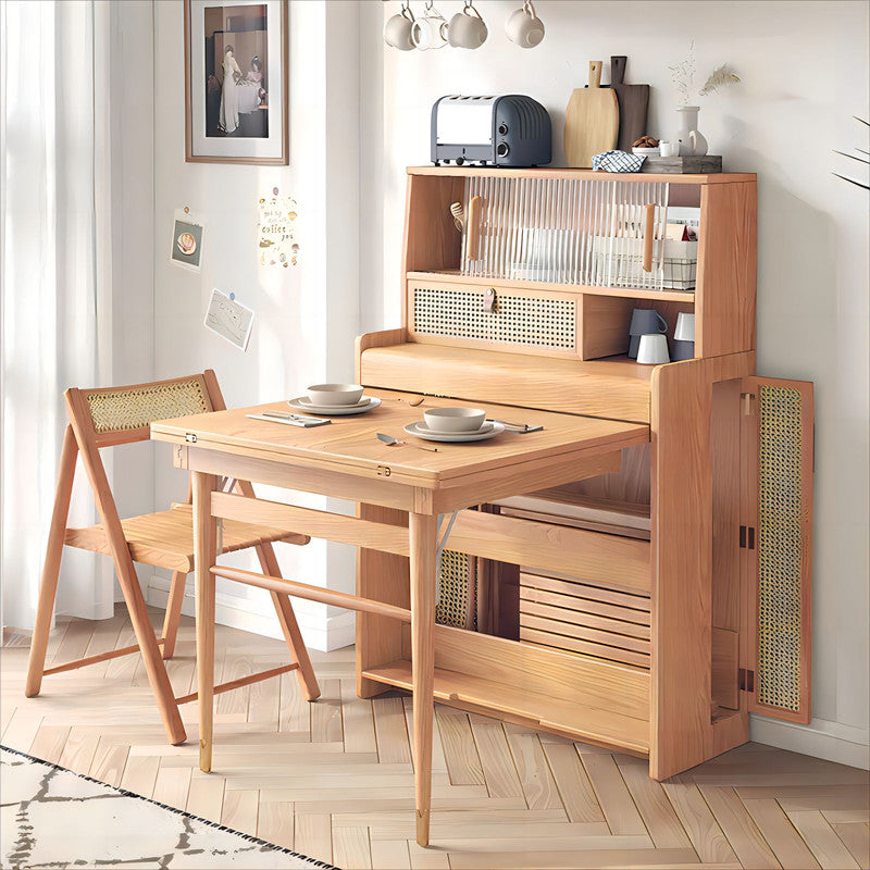 Simple Modern Space Saving Storage Cabinet Kitchen Furniture Foldable Wooden Dining Table