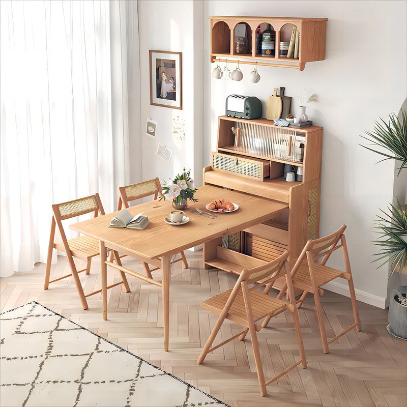 Simple Modern Space Saving Storage Cabinet Kitchen Furniture Foldable Wooden Dining Table