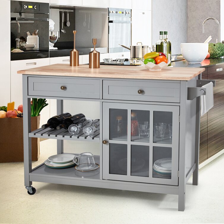 Grey Wood Kitchen Island